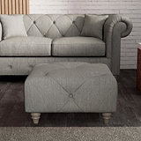 Everett Button Top Footstool Graphite Washed Oak Feet from Roseland Furniture