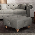Everett Button Top Footstool Graphite Walnut Feet from Roseland Furniture