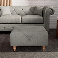Everett Button Top Footstool Graphite Walnut Feet from Roseland Furniture