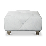 Everett Button Top Footstool Light Blue Washed Oak Feet from Roseland Furniture