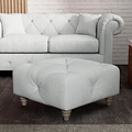 Everett Button Top Footstool Light Blue Washed Oak Feet from Roseland Furniture
