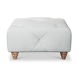 Everett Button Top Footstool Light Blue Walnut Feet from Roseland Furniture