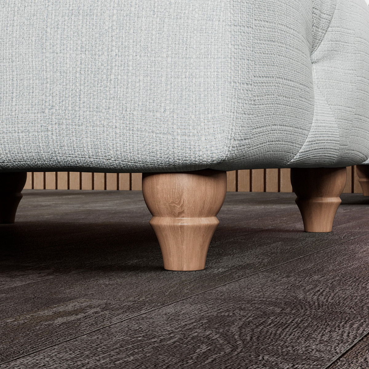 Everett Button Top Footstool Light Blue Walnut Feet from Roseland Furniture