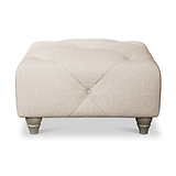 Everett Button Top Footstool Oyster Washed Oak Feet from Roseland Furniture