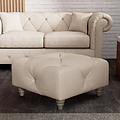 Everett Button Top Footstool Oyster Washed Oak Feet from Roseland Furniture