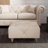 Everett Button Top Footstool Oyster Washed Oak Feet from Roseland Furniture