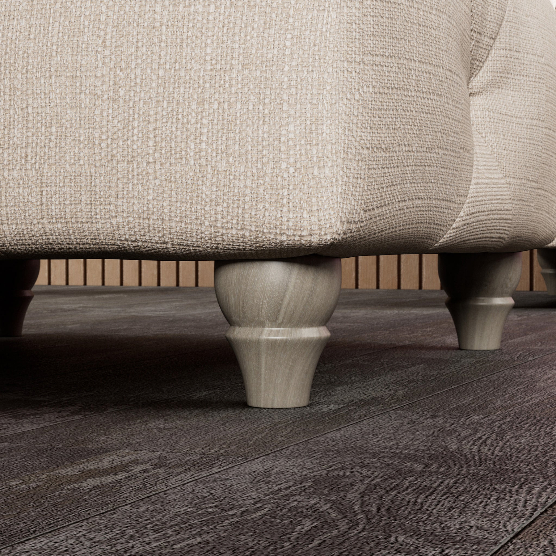 Everett Button Top Footstool Oyster Washed Oak Feet from Roseland Furniture