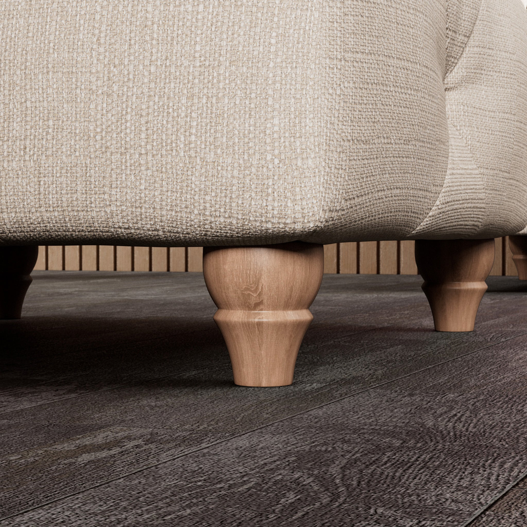 Everett Button Top Footstool Oyster Walnut Feet from Roseland Furniture