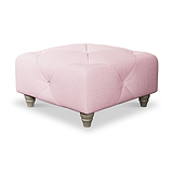 Everett Button Top Footstool Pink Washed Oak Feet from Roseland Furniture