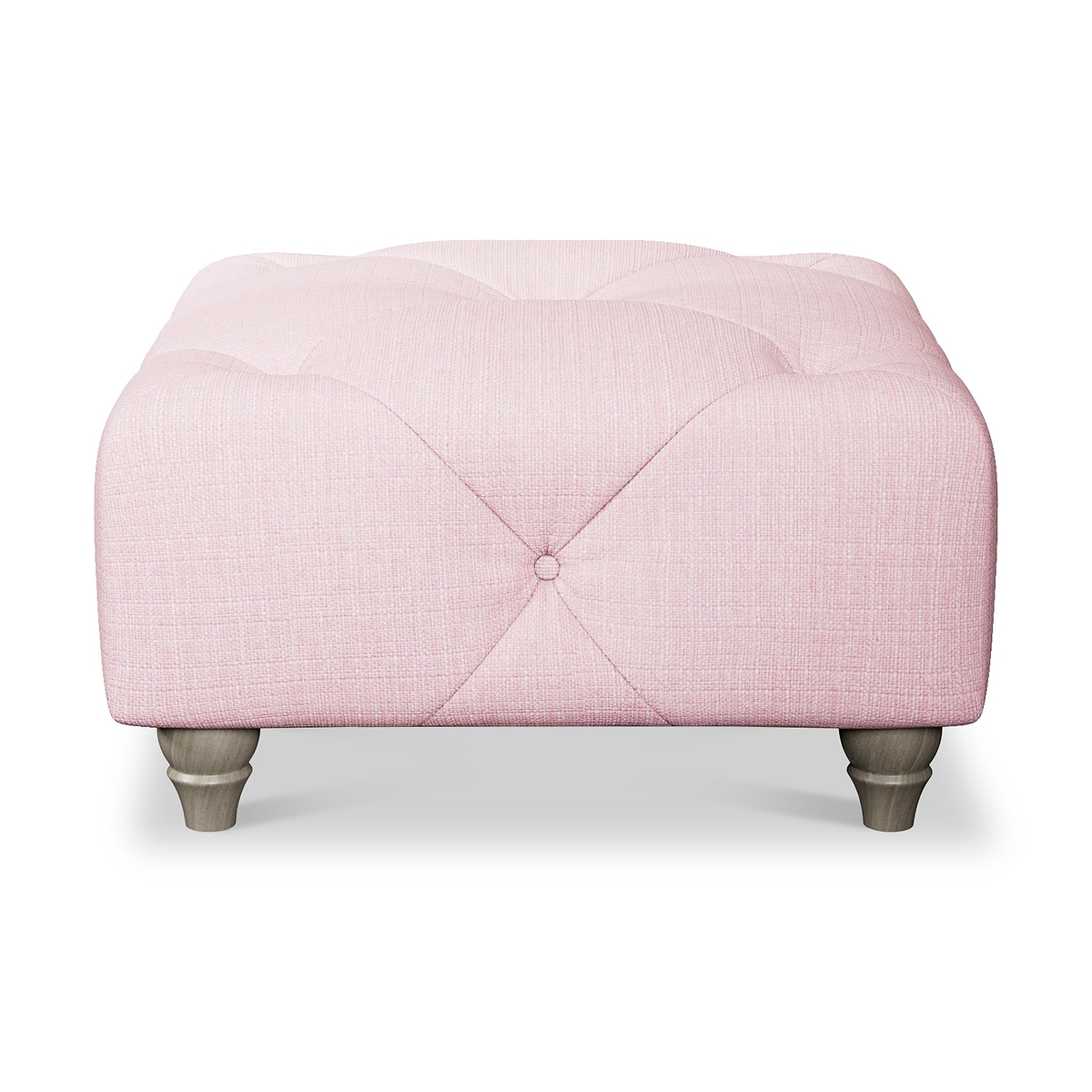 Everett Button Top Footstool Pink Washed Oak Feet from Roseland Furniture