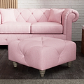 Everett Button Top Footstool Pink Washed Oak Feet from Roseland Furniture