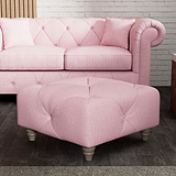 Everett Button Top Footstool Pink Washed Oak Feet from Roseland Furniture