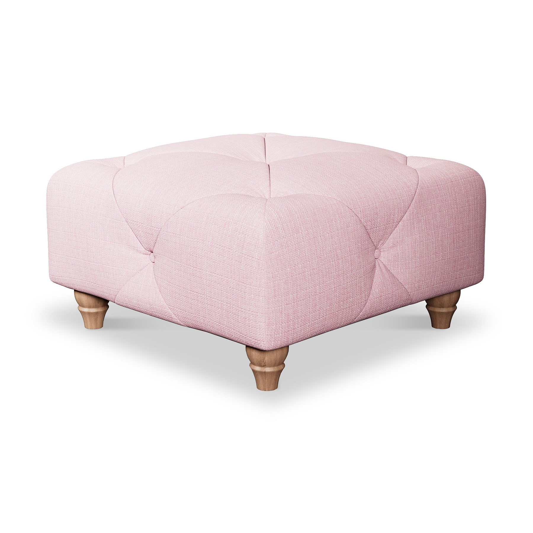 Everett Button Top Footstool Pink Walnut Feet from Roseland Furniture