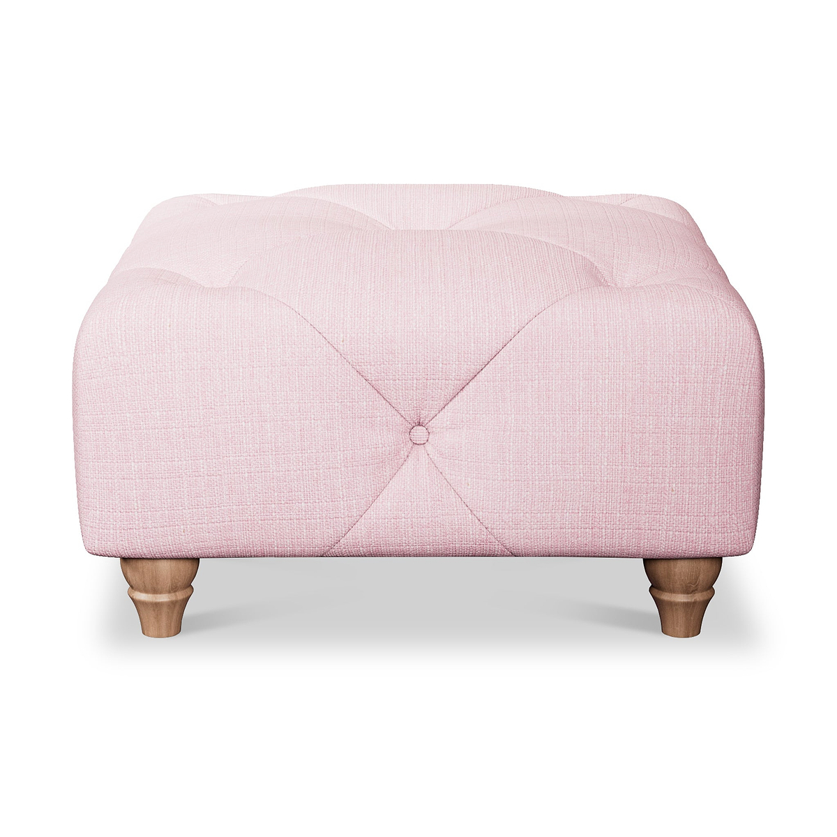 Everett Button Top Footstool Pink Walnut Feet from Roseland Furniture