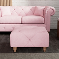 Everett Button Top Footstool Pink Walnut Feet from Roseland Furniture