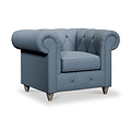 Everett Armchair Deep Blue Washed Oak Feet from Roseland Furniture