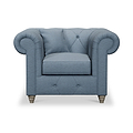 Everett Armchair Deep Blue Washed Oak Feet from Roseland Furniture