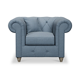 Everett Armchair Deep Blue Washed Oak Feet from Roseland Furniture