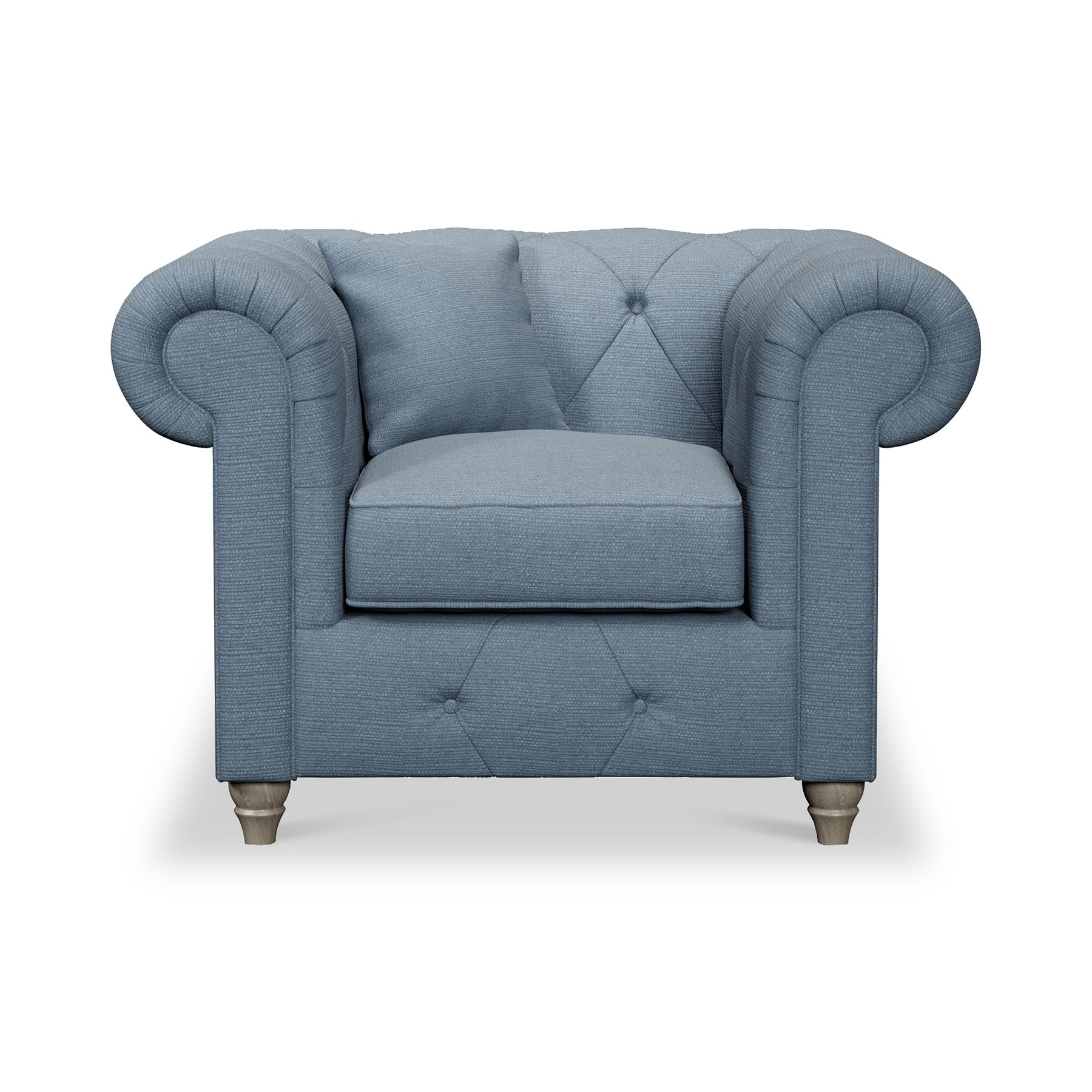 Everett Armchair Deep Blue Washed Oak Feet from Roseland Furniture