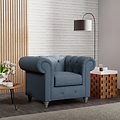 Everett Armchair Deep Blue Washed Oak Feet from Roseland Furniture