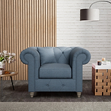 Everett Armchair Deep Blue Washed Oak Feet from Roseland Furniture