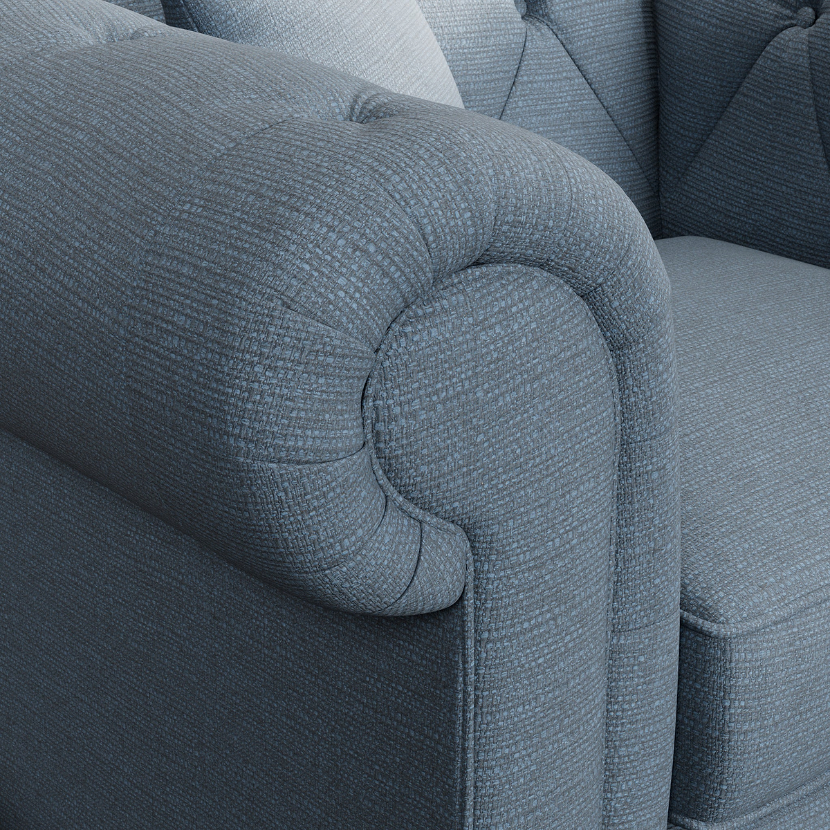 Everett Armchair Deep Blue Washed Oak Feet from Roseland Furniture