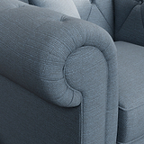 Everett Armchair Deep Blue Washed Oak Feet from Roseland Furniture