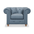 Everett Armchair Deep Blue Walnut Feet from Roseland Furniture