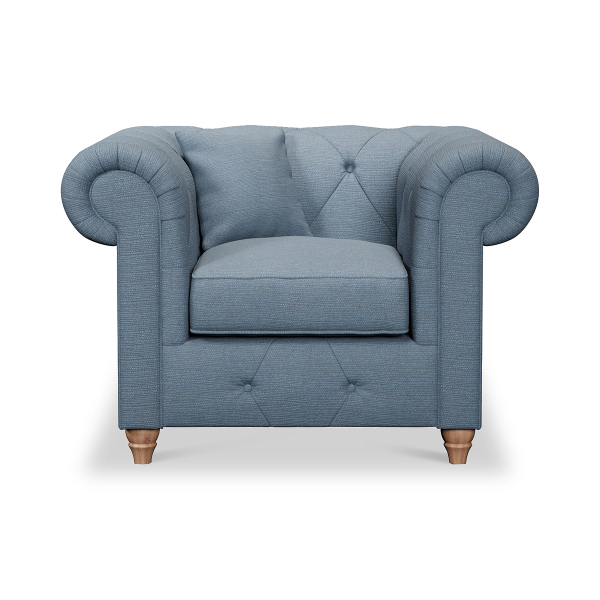 Everett Armchair Deep Blue Walnut Feet from Roseland Furniture