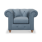 Everett Armchair Deep Blue Walnut Feet from Roseland Furniture