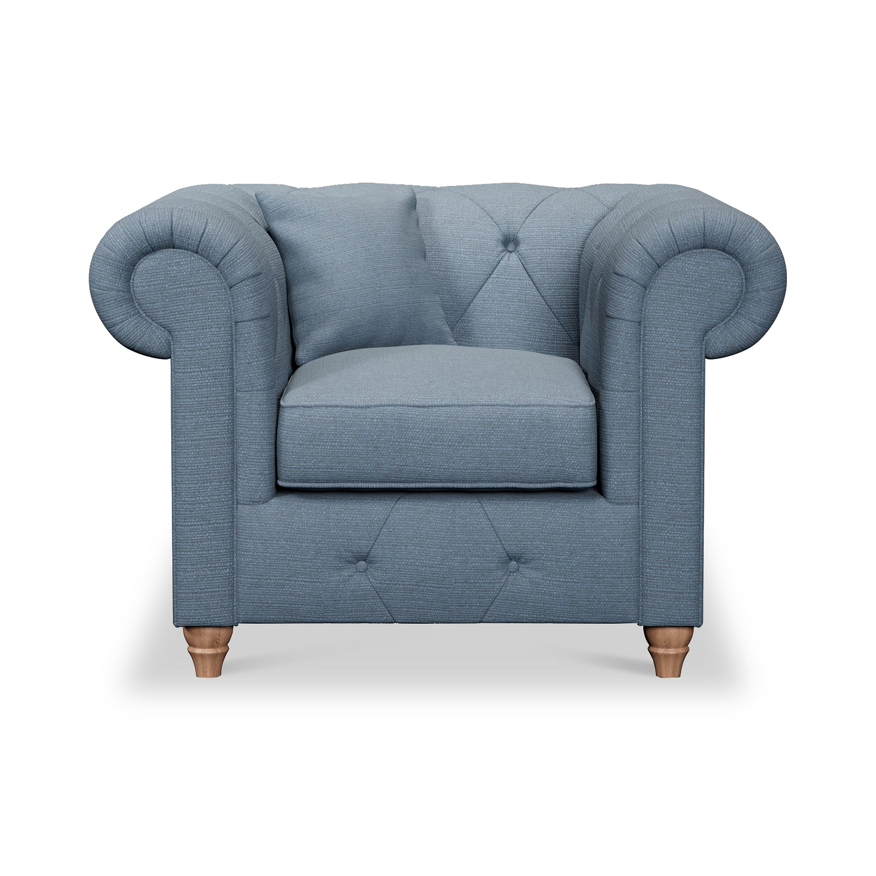 Everett Armchair Deep Blue Walnut Feet from Roseland Furniture