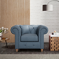 Everett Armchair Deep Blue Walnut Feet from Roseland Furniture
