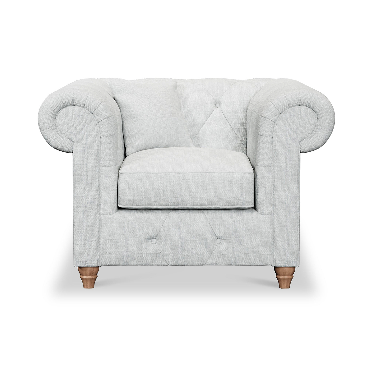 Everett Armchair Light Blue Walnut Feet from Roseland Furniture