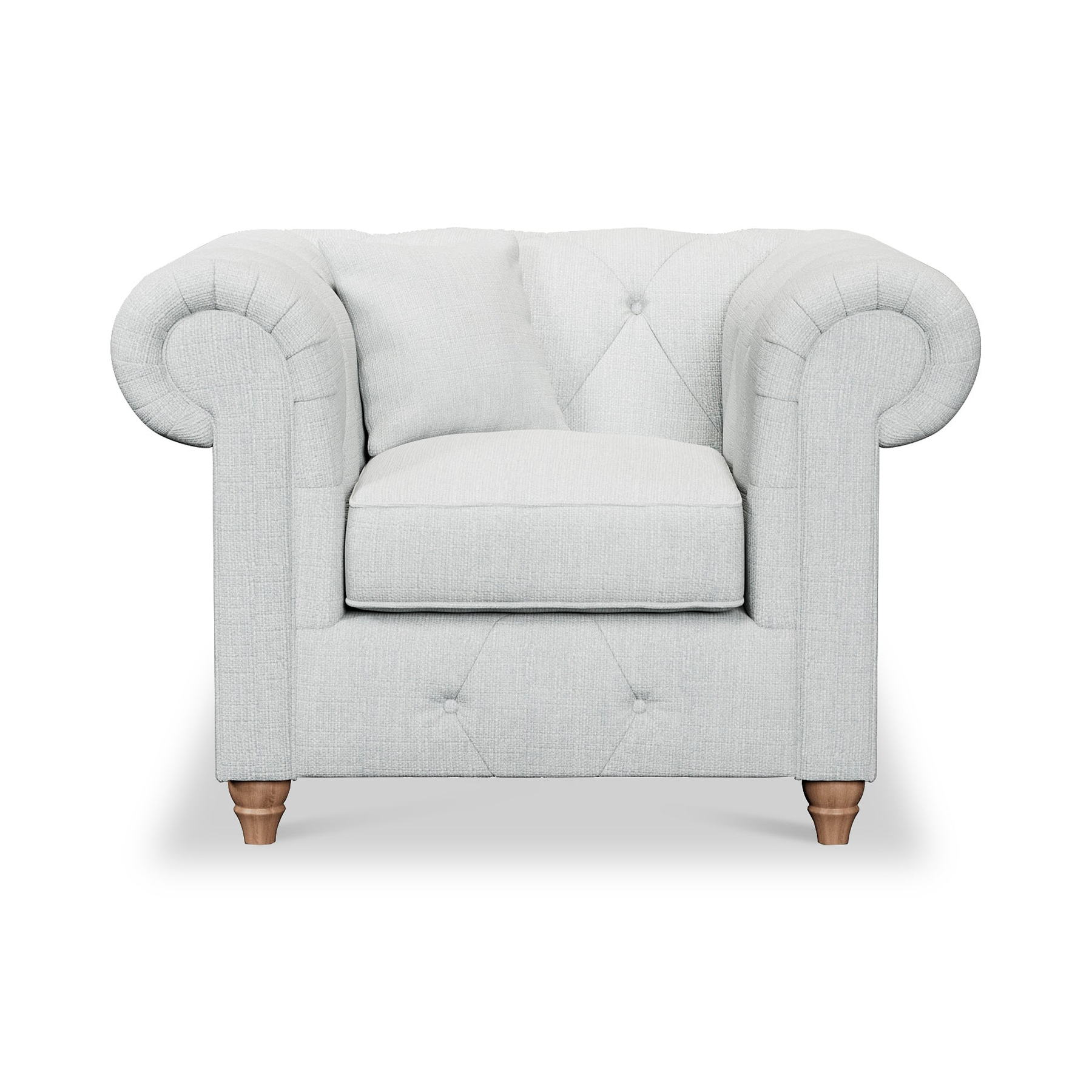 Everett Armchair Light Blue Walnut Feet from Roseland Furniture