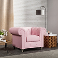 Everett Armchair Pink Washed Oak Feet from Roseland Furniture