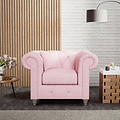 Everett Armchair Pink Washed Oak Feet from Roseland Furniture