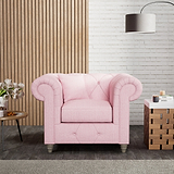Everett Armchair Pink Washed Oak Feet from Roseland Furniture