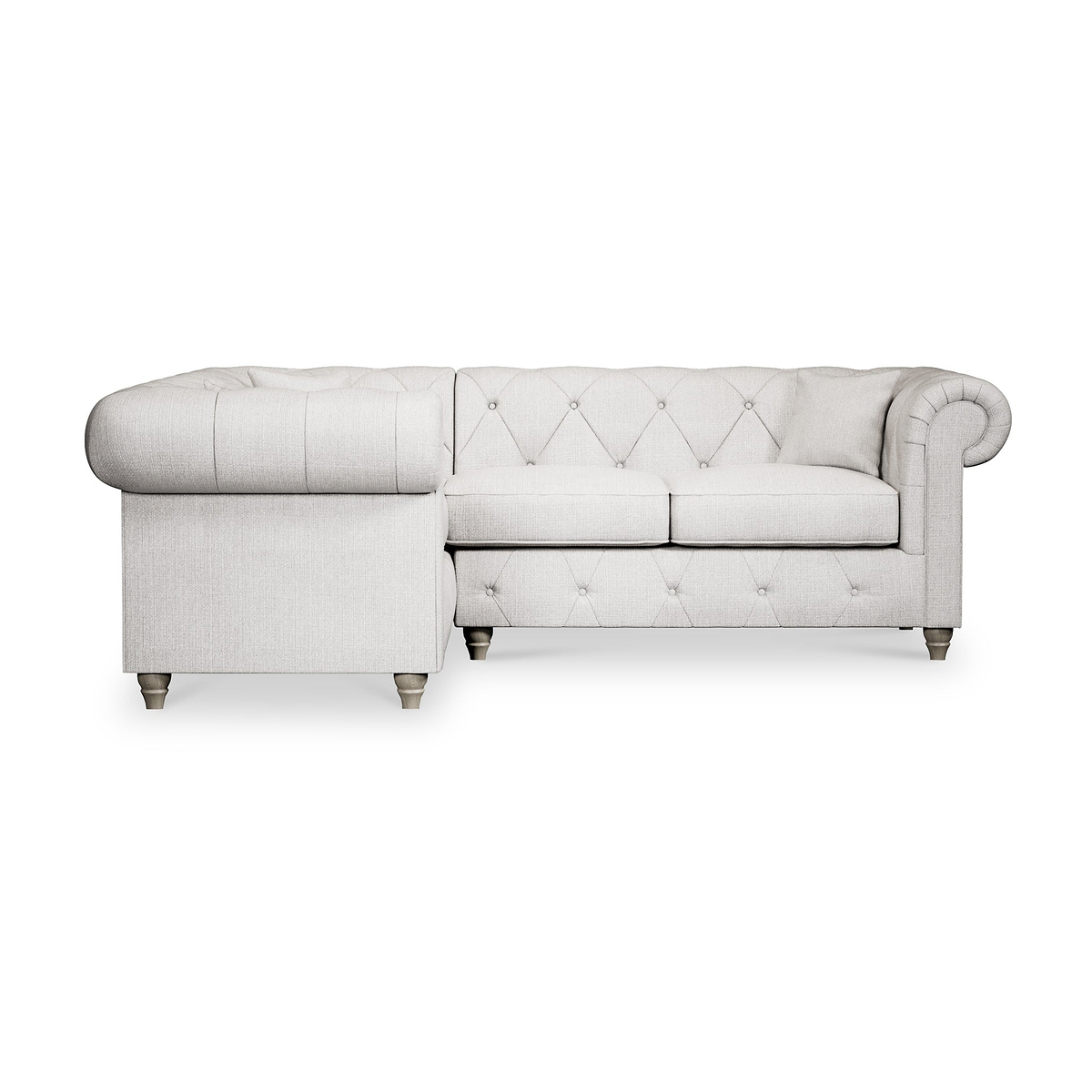 Everett Corner Sofa LH Ash Washed Oak Feet from Roseland Furniture