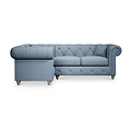 Everett Corner Sofa LH Deep Blue Washed Oak Feet from Roseland Furniture