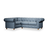 Everett Corner Sofa LH Deep Blue Walnut Feet from Roseland Furniture