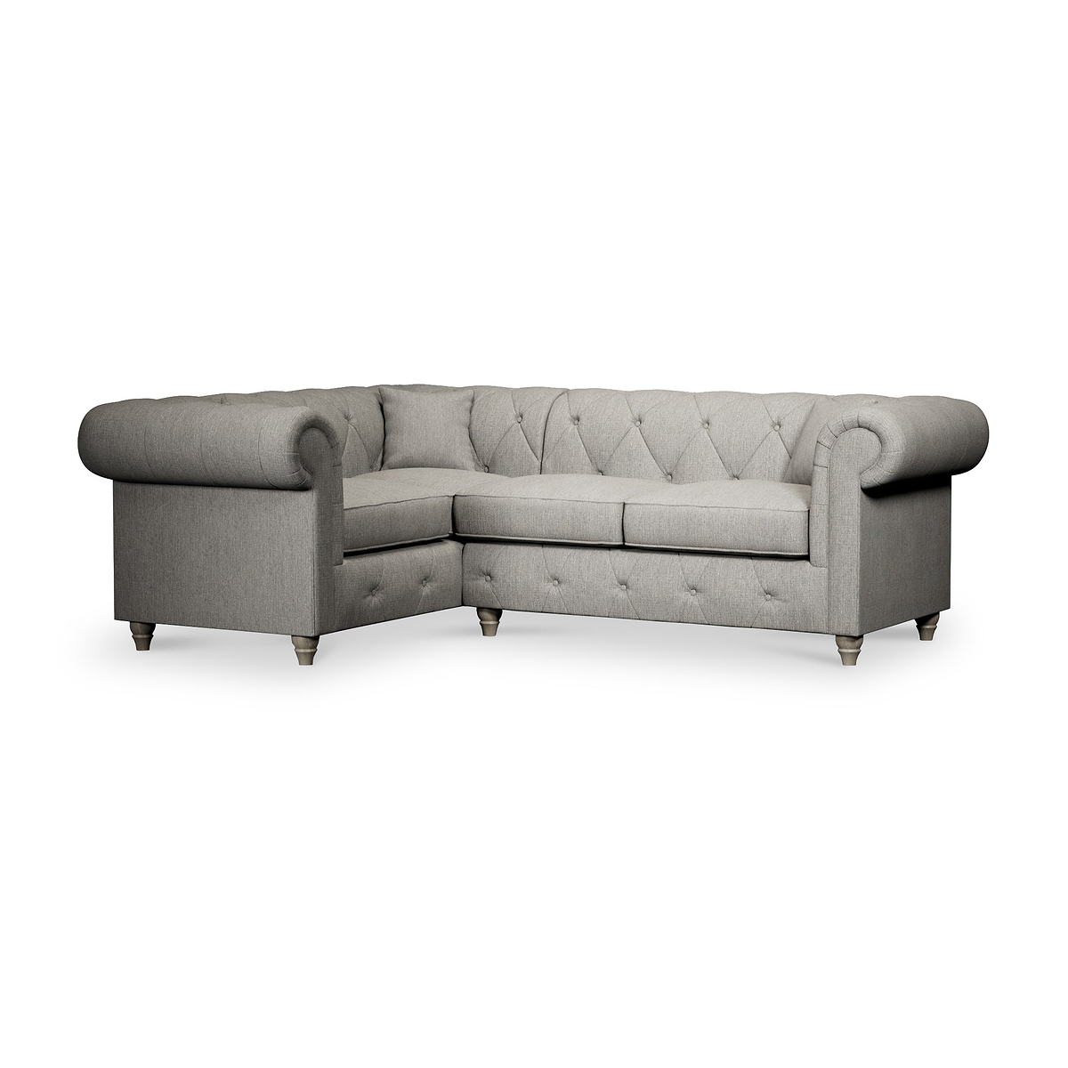 Everett Corner Sofa LH Granite Washed Oak Feet from Roseland Furniture