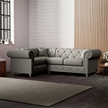 Everett Corner Sofa LH Granite Washed Oak Feet from Roseland Furniture