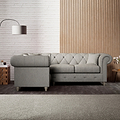 Everett Corner Sofa LH Granite Washed Oak Feet from Roseland Furniture