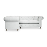 Everett Corner Sofa LH Light Blue Washed Oak Feet from Roseland Furniture