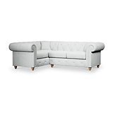 Everett Corner Sofa LH Light Blue Walnut Feet from Roseland Furniture