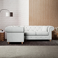 Everett Corner Sofa LH Light Blue Walnut Feet from Roseland Furniture