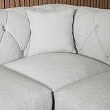 Everett Corner Sofa LH Light Blue Walnut Feet from Roseland Furniture