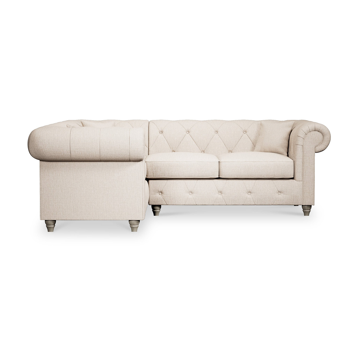 Everett Corner Sofa LH Oyster Washed Oak Feet from Roseland Furniture