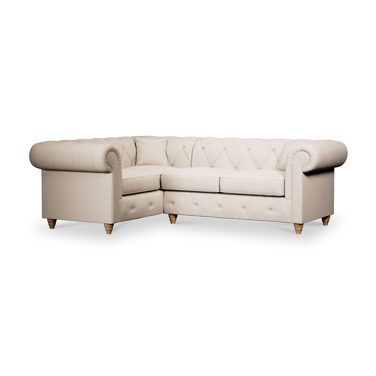 Everett Corner Sofa LH Oyster Walnut Feet from Roseland Furniture