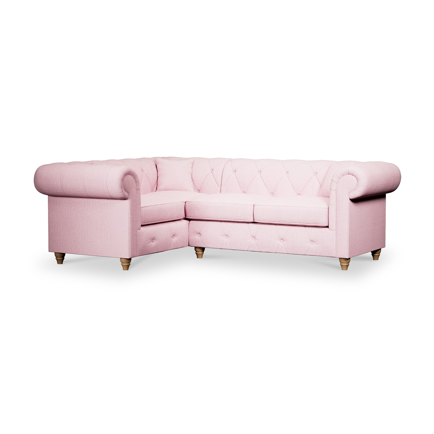 Everett Corner Sofa LH Pink Walnut Feet from Roseland Furniture